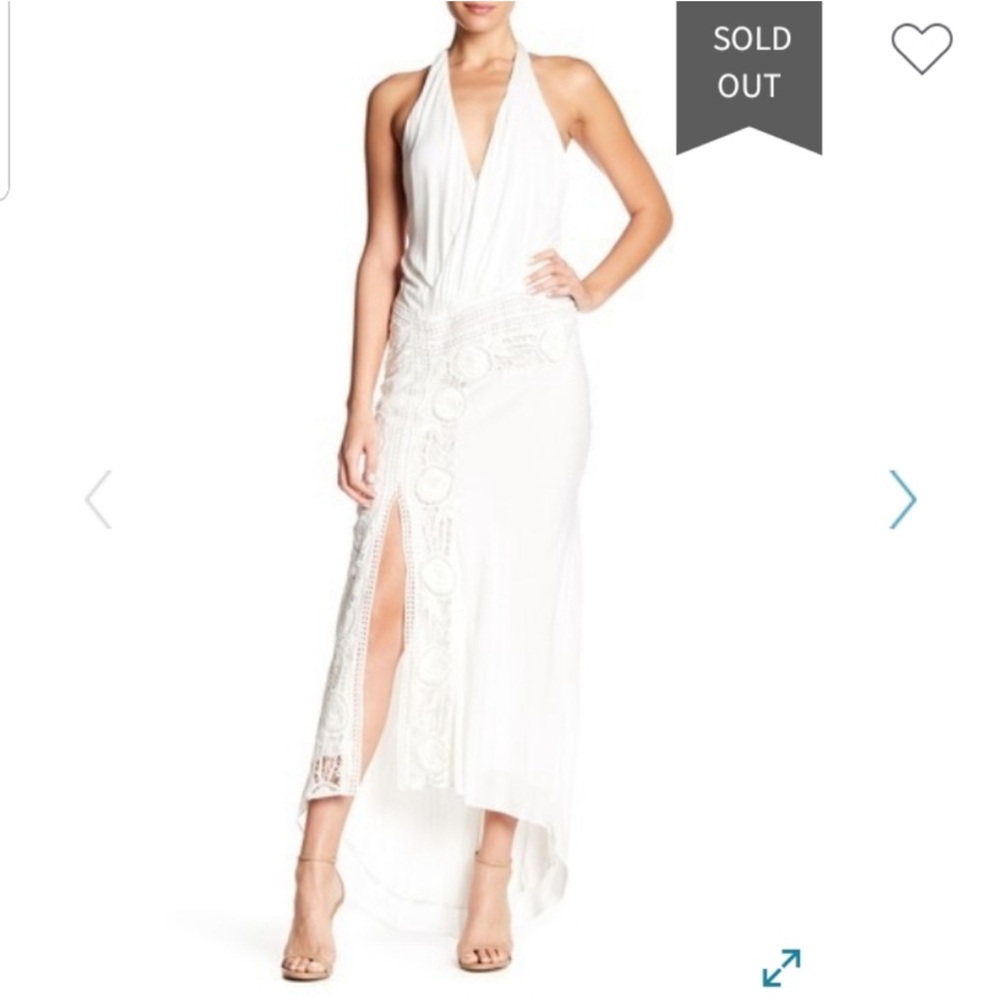 NWT, Haute Hippie White Rayon Lux Crochet Lace Dress in Swan, Size 8